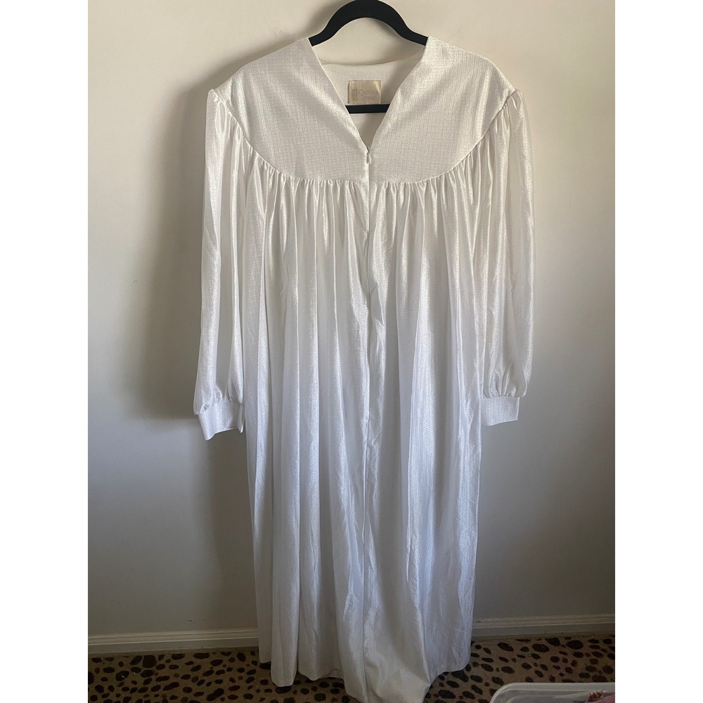 California Dynasty Vintage White Shimmer Long Sleeve Nightgown XL Made in USA